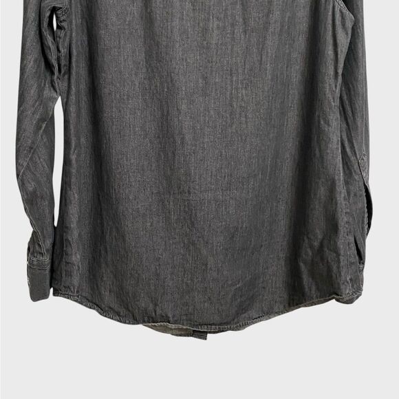 DG2 by Diane Gilman Embellished Snap Front Shirt Women's Size S Grey Chambray - Picture 10 of 13